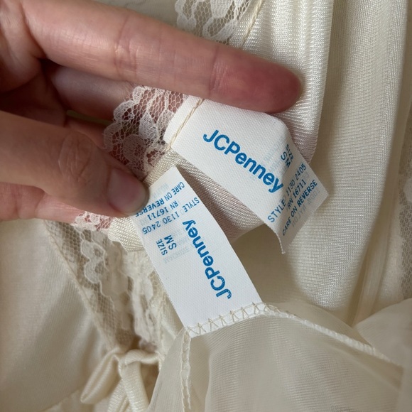 Vintage JC Penney Two-Piece Lingerie Mini Night Gown Top Robe Lace Romantic - Picture 2 of 10